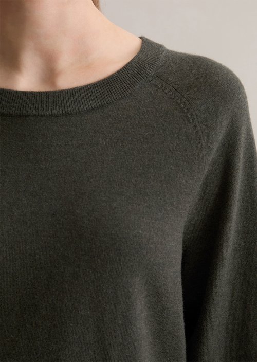 Knitted sweater regular — Dark Green Melange