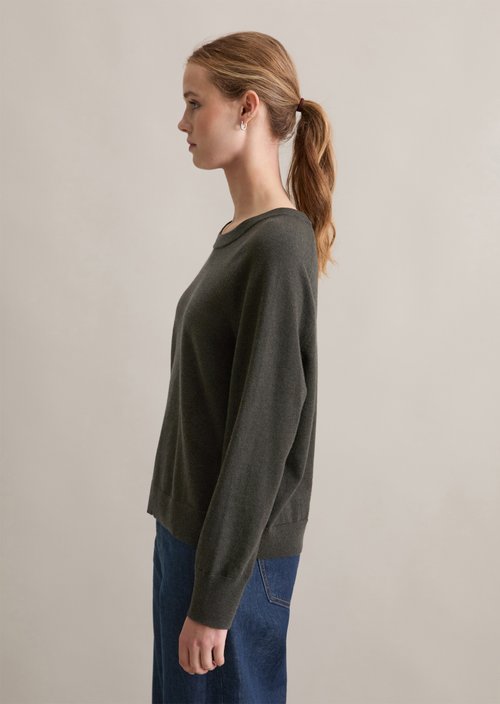 Knitted sweater regular — Dark Green Melange