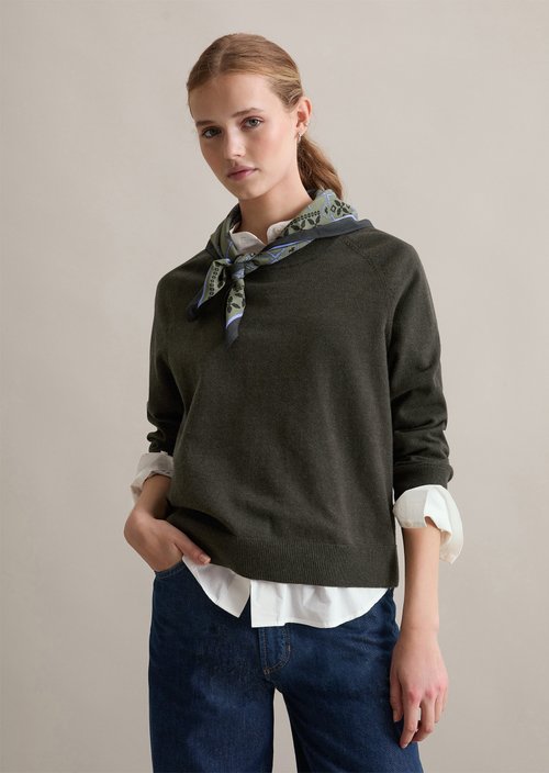 Knitted sweater regular — Dark Green Melange