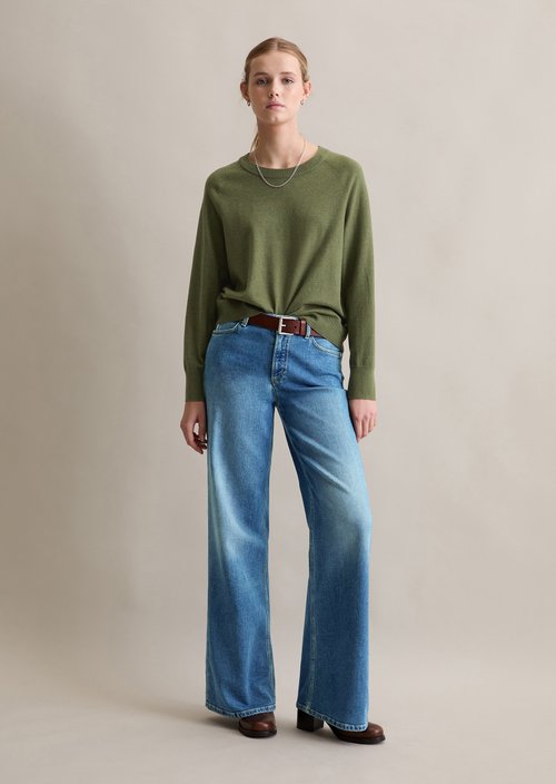 Knitted sweater regular — Medium Green Melange