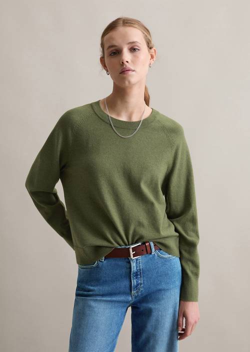 Gebreide trui regular gemaakt van zacht katoenen stretch groen