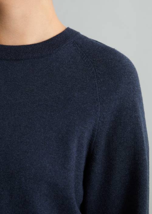 Strickpullover regular Medium Blue Melange in Detailansicht