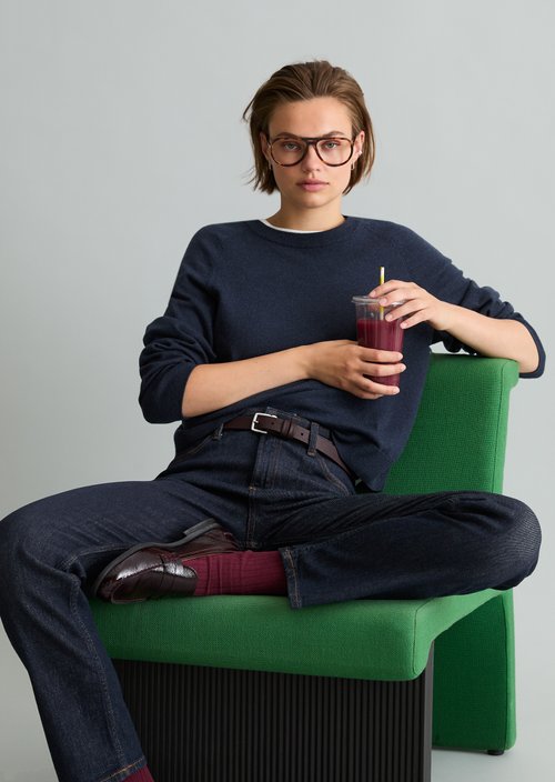 Knitted sweater regular — Medium Blue Melange