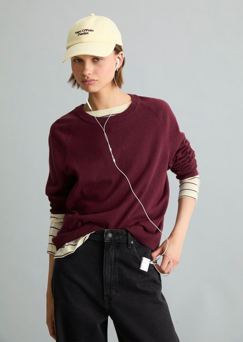 Knitted sweater regular — Dark Red Melange
