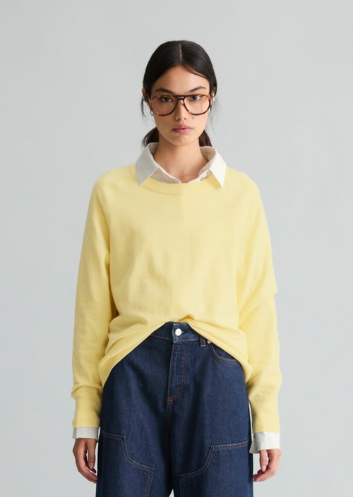 Knitted sweater regular — Medium Yellow Melange