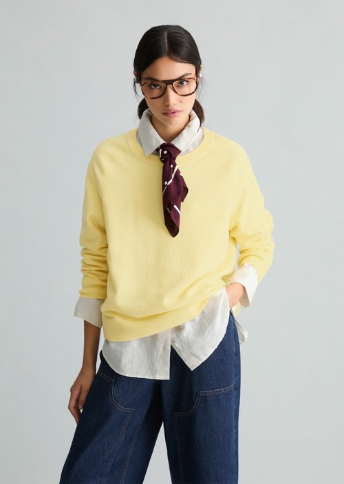 Knitted sweater regular — Medium Yellow Melange