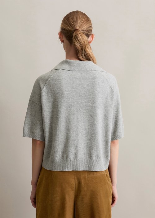 Knitted polo regular — Stone Melange