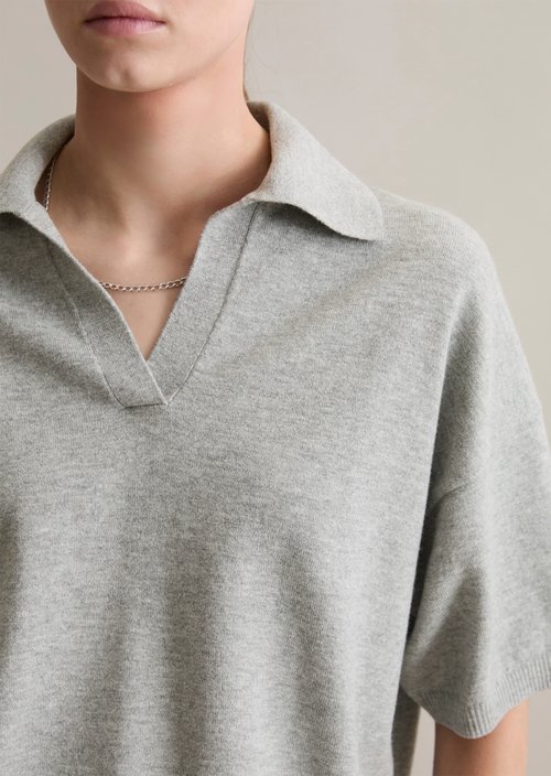 Knitted polo regular — Stone Melange
