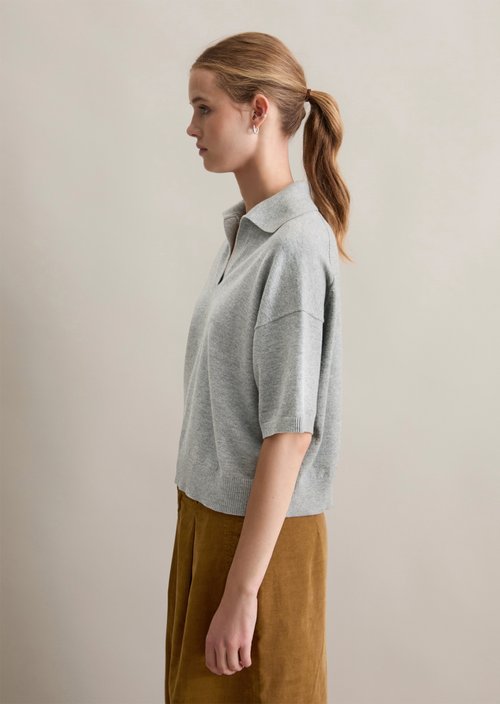 Knitted polo regular — Stone Melange