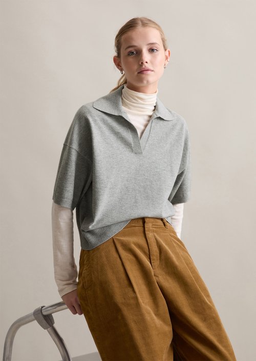 Knitted polo regular — Stone Melange