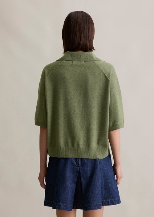 Knitted polo regular — Medium Green Melange