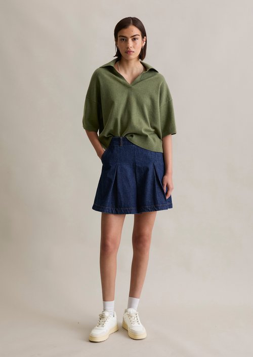 Knitted polo regular — Medium Green Melange