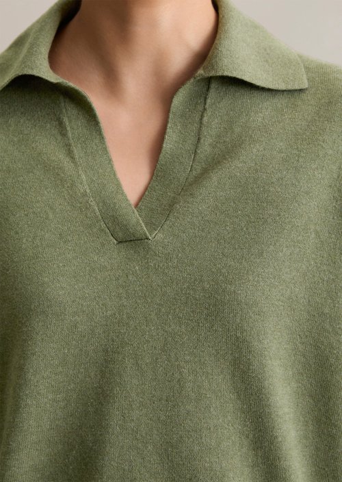 Knitted polo regular — Medium Green Melange