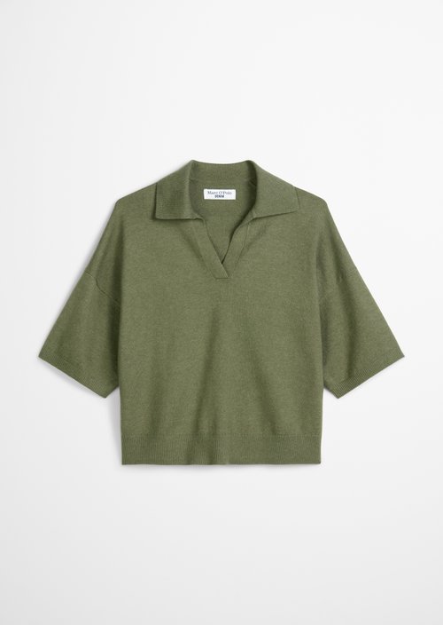 Knitted polo regular — Medium Green Melange