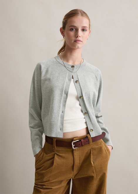 Marc O'Polo Cardigan regular, Damen, grau, Gr. xs, 58% Baumwolle, 25% Polyamid, 17% Polyester