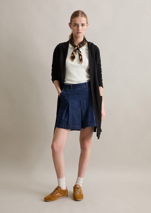 Long cardigan with hood relaxed — Black