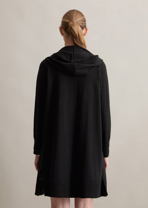 Long cardigan with hood relaxed — Black