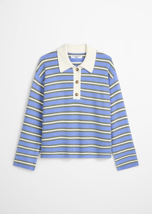 Striped knitted polo regular — Medium Blue