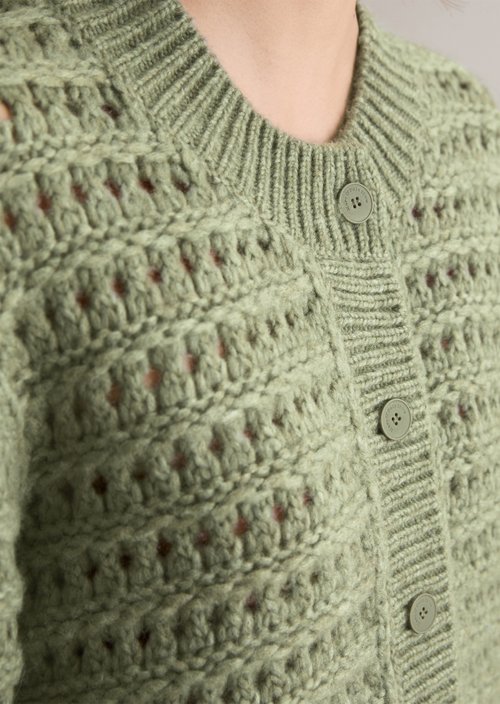 Cardigan regular — Medium Green Melange