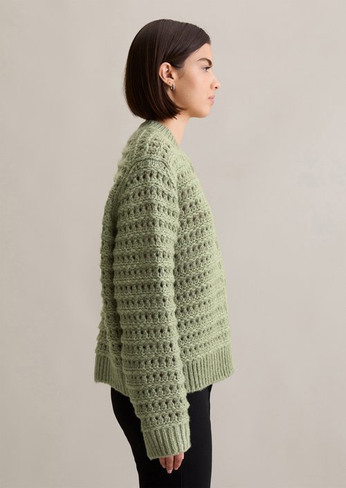 Cardigan regular — Medium Green Melange