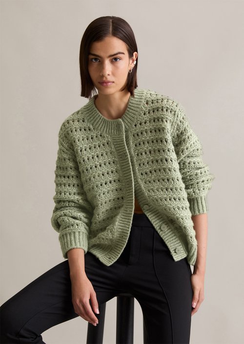 Cardigan regular — Medium Green Melange