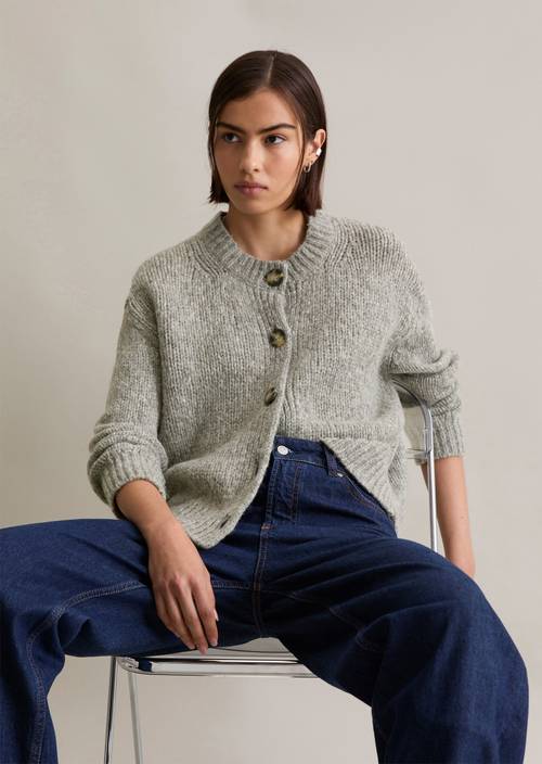 Alpaka Marco Polo Damen Strickmantel Polo Denim Strickjacke Beige