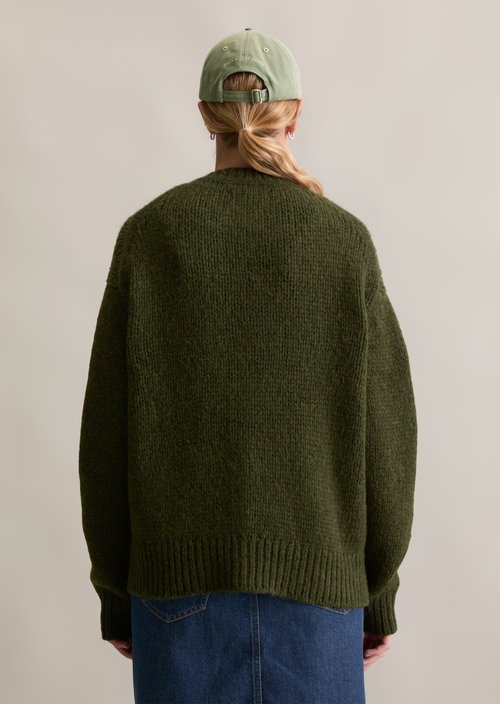 Relaxed cardigan — Dark Green Melange