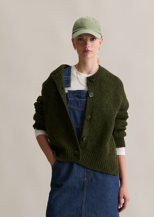 Relaxed cardigan — Dark Green Melange