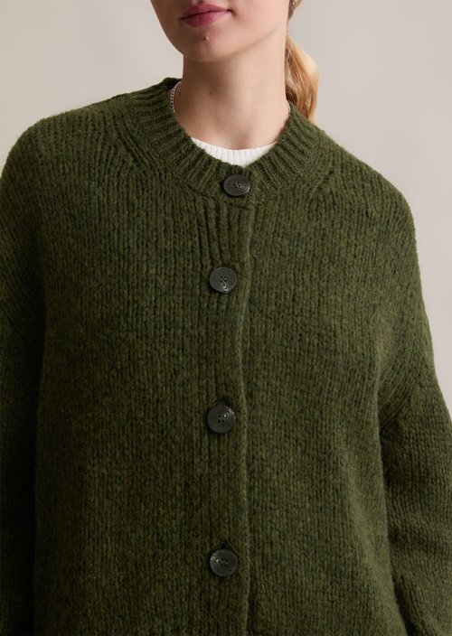 Relaxed cardigan — Dark Green Melange