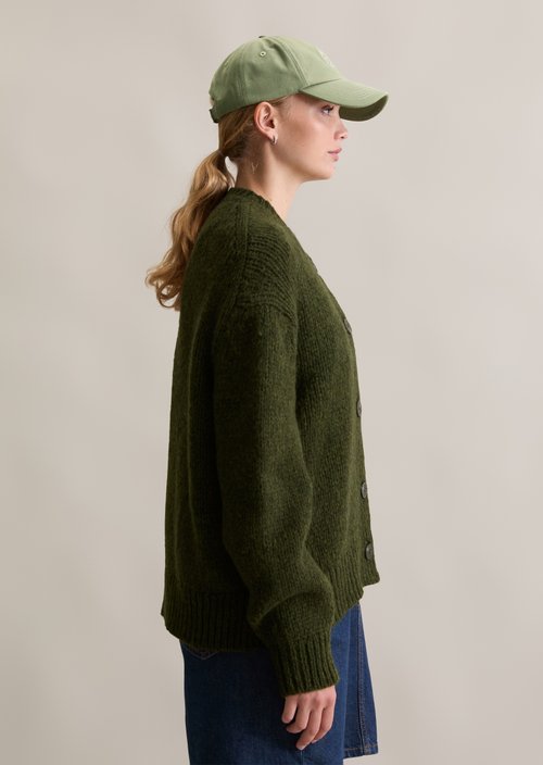 Relaxed cardigan — Dark Green Melange