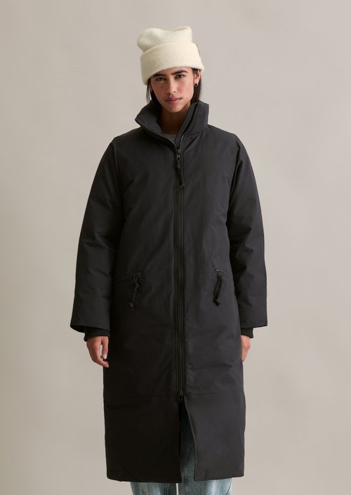 Relaxed outdoor quilted coat — Black