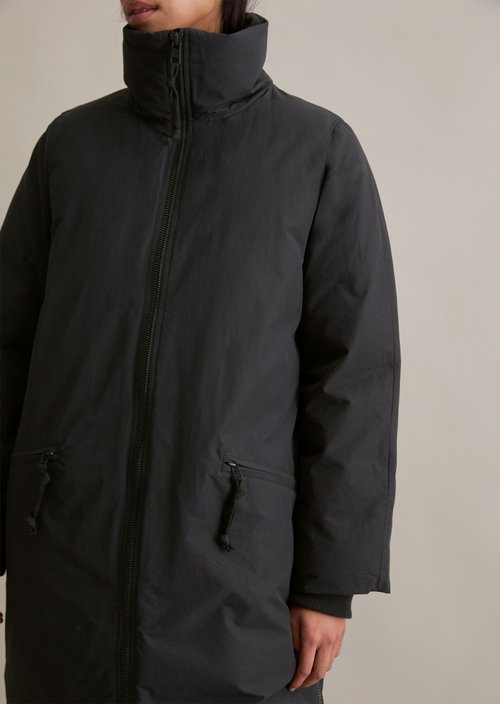 Relaxed outdoor quilted coat — Black