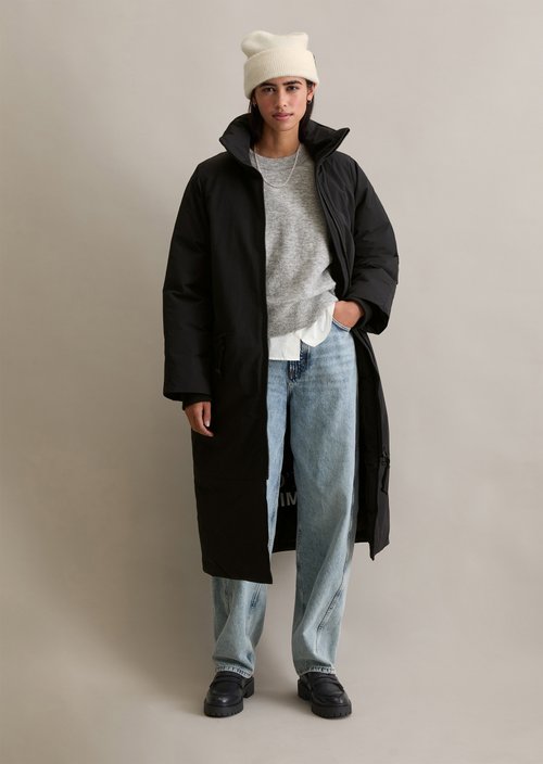 Relaxed outdoor quilted coat — Black