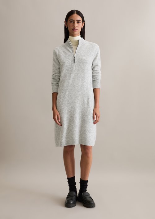 Regular troyer-style knit dress — Stone Melange