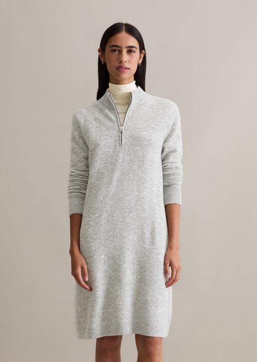 Regular troyer-style knit dress — Stone Melange