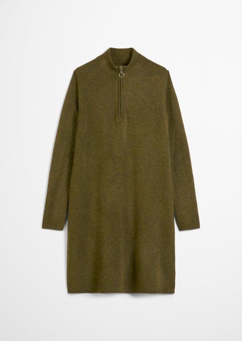 Regular troyer-style knit dress — Dark Green Melange