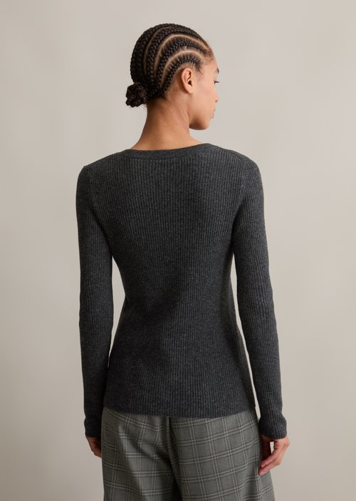 Rib knit sweater slim — Anthra Melange