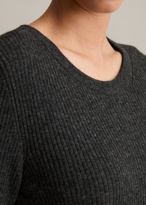 Rib knit sweater slim — Anthra Melange