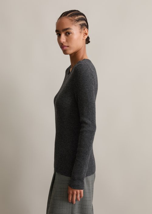 Rib knit sweater slim — Anthra Melange