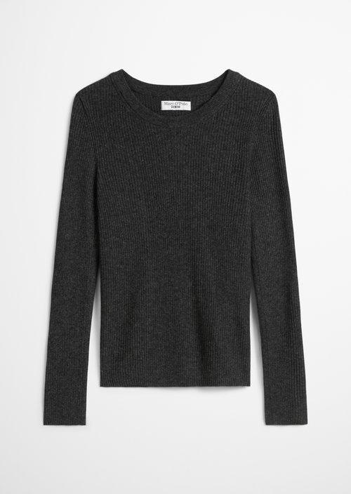 Rib knit sweater slim — Anthra Melange