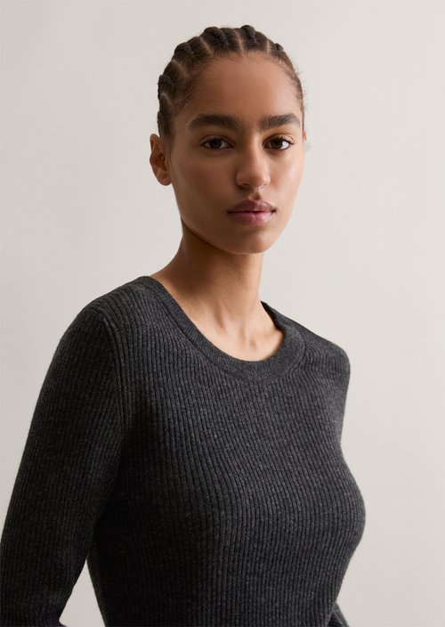 Rib knit sweater slim — Anthra Melange