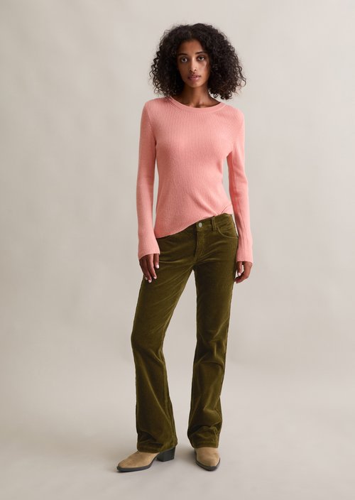 Rib knit sweater slim — Rose Powder