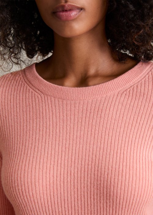 Rib knit sweater slim — Rose Powder