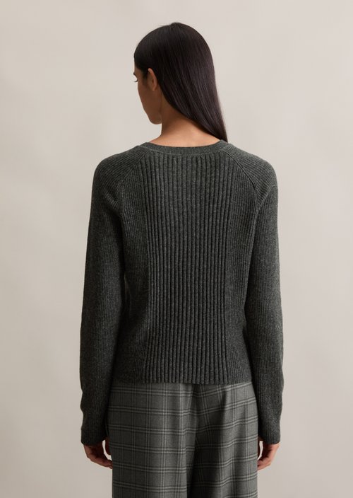 Regular rib knit cardigan — Anthra Melange