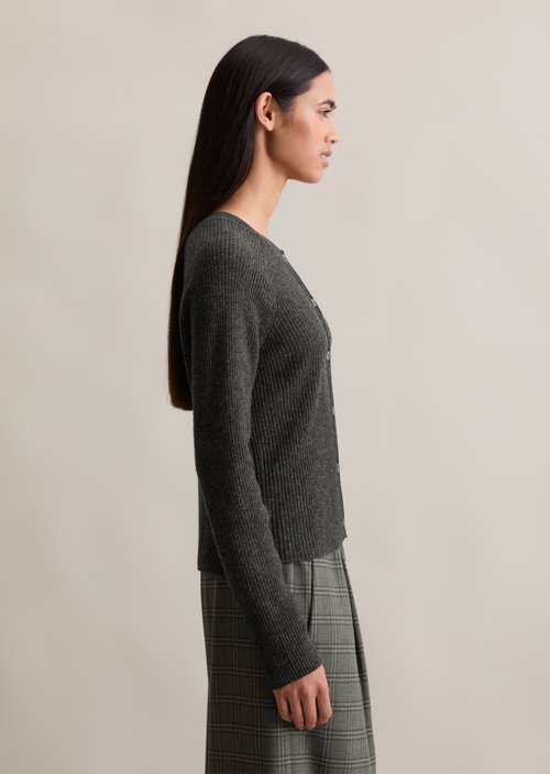 Regular rib knit cardigan — Anthra Melange
