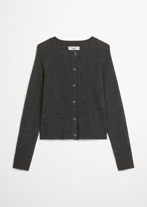 Regular rib knit cardigan — Anthra Melange