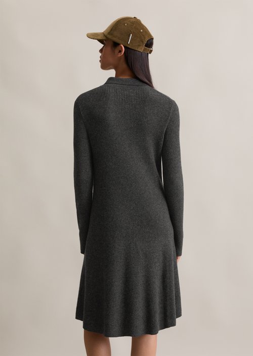 Polo knit dress A-shape — Anthra Melange