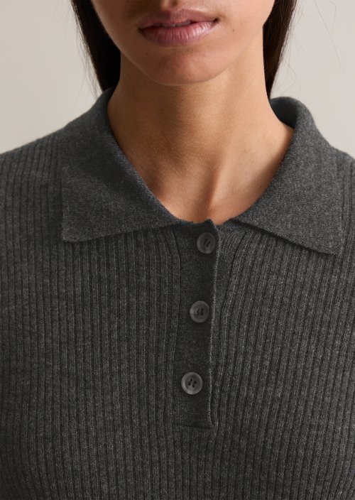 Polo knit dress A-shape — Anthra Melange