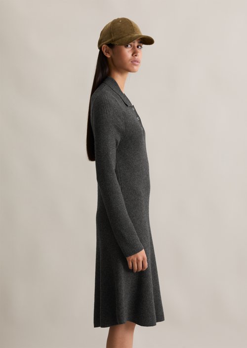 Polo knit dress A-shape — Anthra Melange