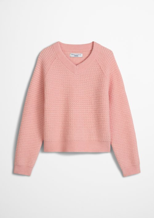Cropped V-neck knitted sweater — Rose Powder